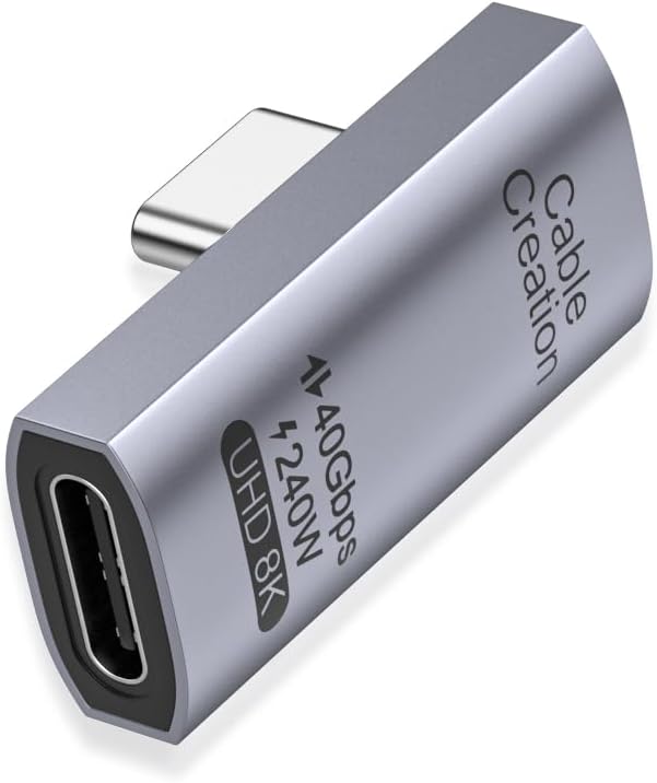 CableCreation 90Degree USB C Adapter, Right Angle USB C Adapter 40Gbps 240W