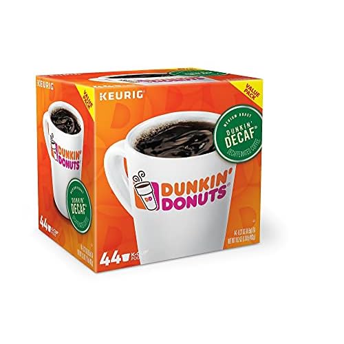 Dunkin Donuts Decaf Keurig Single-Serve K-Cup Pods, Medium Roast, Box of 44 K-Cup Pods