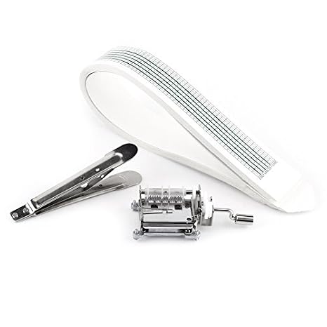 FTVOGUE 15 Note DIY Tune Hand Crank Mechanical Music Box Movement + Hole Puncher + 20 Paper Tapes Song Set