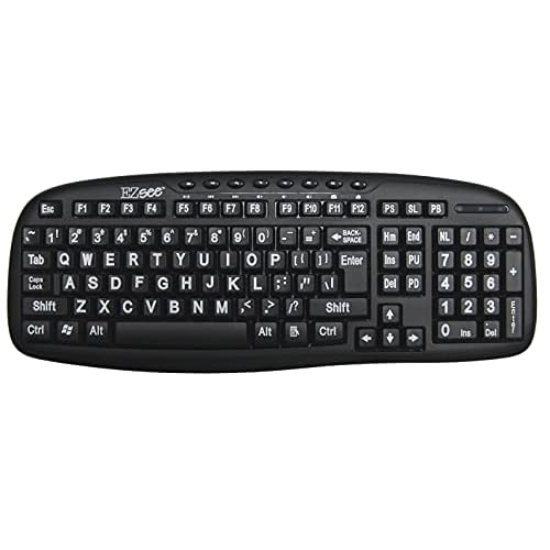 Ergoguys Ezsee Low Vision Keyboard Large White Print Black Keys