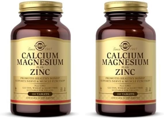 Solgar® Calcium Magnesium Plus Zinc Tablets - Pack of 200 - Healthy Bones, Teeth & Muscles - Supports Health of Nervous System - Vegan