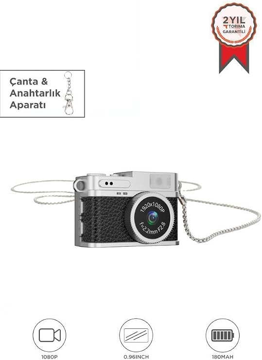Mini Dijital Kamera Selfie Video Vlog Kamerası Mini Anahtarlık 1080P CMR35 Siyah