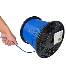 ICC Cat6 Raw Unterminated Ethernet Cable 1000ft, Stranded Bare Copper Wires, 24AWG 4pr UTP, CM Rated, Bulk Cable on Reel, Blue