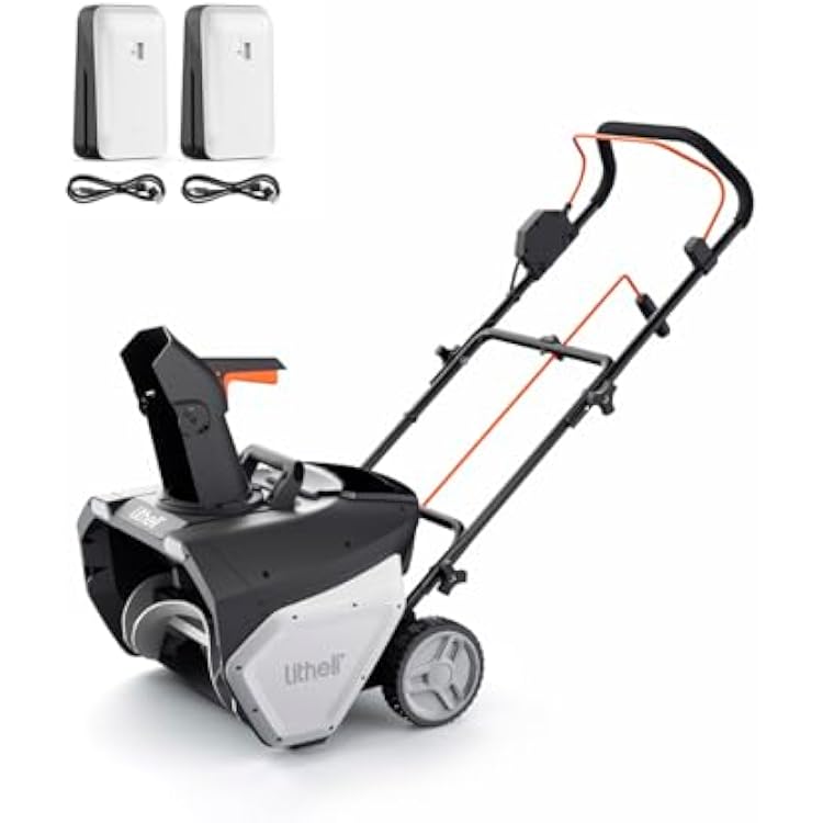 Litheli Cordless Snow Blower, 40V Brushless Electric Snow Thrower with Wheels, 180 Adjustable Chute, LED Light, Easy Maneuver Snow Removal Kit with Battery for Driveway