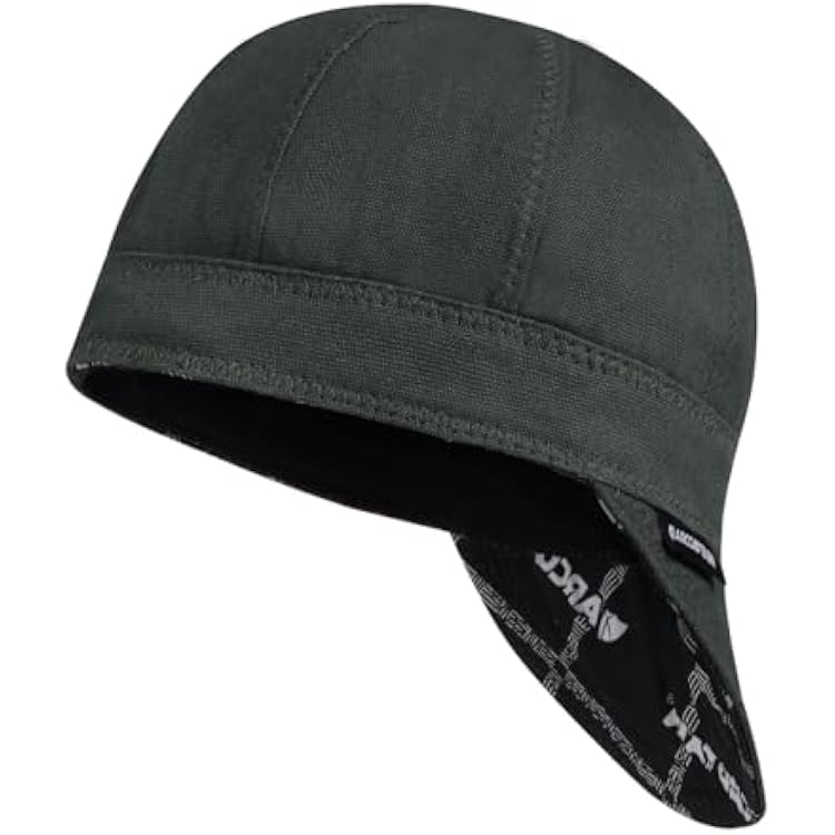 ARCCAPTAIN Reversible Welding Cap, 8 Panel Protective Welders Cap, 10 oz Fireproof Cotton Comforts for Safety and Protection While Welding to Men Women, Army Green, 7 12