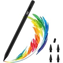 MoKo Stylus Pen for iPad 2018-2026, USB-C Fast Charging Pencil with LED Power Display Tilt Sensitivity for Apple iPad A16/11/10/9/8/7/6, Air 7/6/5/4/3/M3/M2, Pro 13"/12.9"/11"/M4, Mini 7/6/5, Black