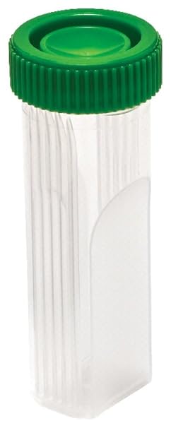 Caplugs Evergreen 240-5420-G8K PAP Series Slide-FixTM Slide Jars with Caps, 200 Pack, 4 Places, Diameter 30 mm x Height 98 mm, Green Polyethylene Cap, Natural Polypropylene Co-Polymer Jars, Medical
