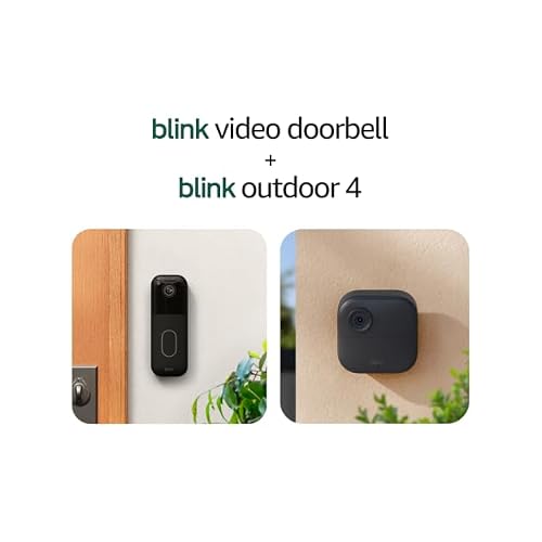 Blink Video Doorbell + Outdoor 4 Wireless smart security cameras, head-to-toe HD view, two-year battery life. Sync Module Core included 2 camera system + Video Doorbell