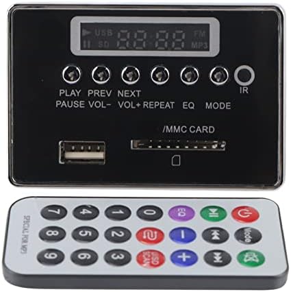 MP3 Decoder Board, Bluetooth Audio Decoder Module Remote Digital LED Display Decoder Board Support USB/SD/TF Card/FM Radio Function(12V Black)