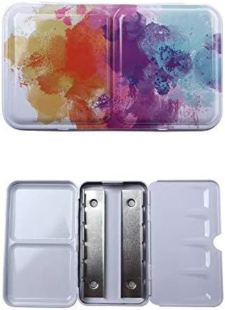 Aliotech Travel Artist Empty Watercolor Tins Box Palette Paint Case,Small Colorful Tin with 12 Pcs Half Pans (Colorful)