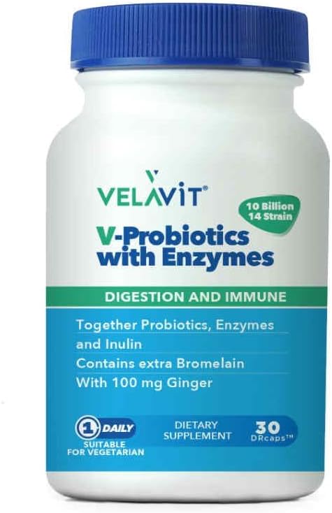 Velavit V-Probiotics Enzymes Takviye Edici Gıda 30 Kapsül