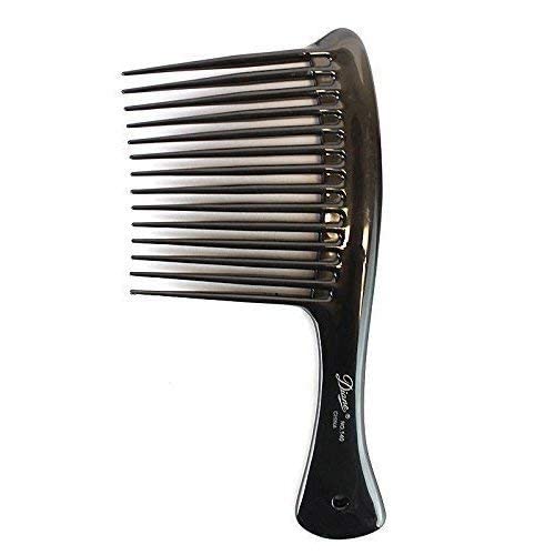 Diane Rake Comb, Wide Teeth for Detangling Thick and Curly Hair, Ideal for Wet or Dry Hair and Even Product Distribution, 8.5-Inch Handle, Black