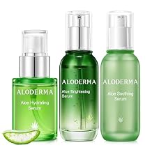 Aloderma Aloe Face Serums Set, 3 Pieces - Hydrating, Soothing, Brightening