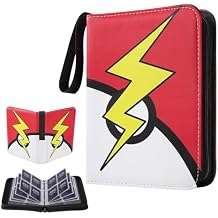 Card Binder 4 Pocket, Trading Card Binder With 50 Removable Sleeves, Portable Card Collection Binder for Standard Cards(Red)