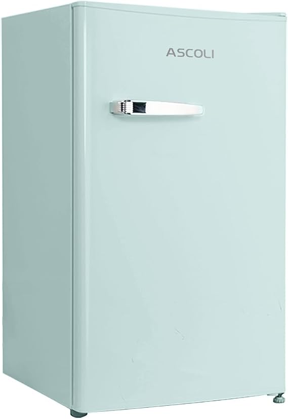 Retro Fridge with Freezer Small 85 L (77 + 8 L) Mini Vintage Freezer Combination Freestanding Freezer Green Quiet Mechanical Control LED Lighting [Energy Class E]
