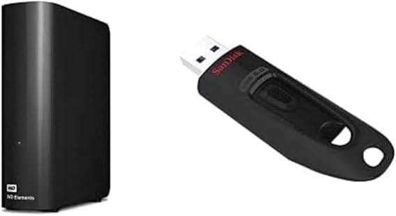 WD Elements 18TB Desktop USB 3.0 External Hard Drive with the SanDisk Ultra 256GB USB 3.0 Flash Drive