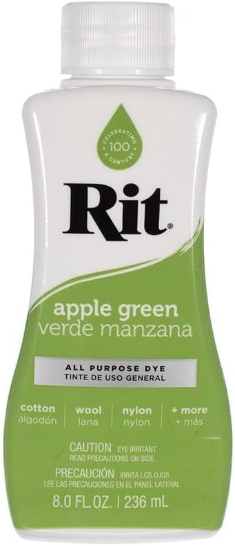 Rit Dye 8 Oz. Liquid Fabric Dye for Clothing, Decor, and Crafts Apple Green (1 Pack)