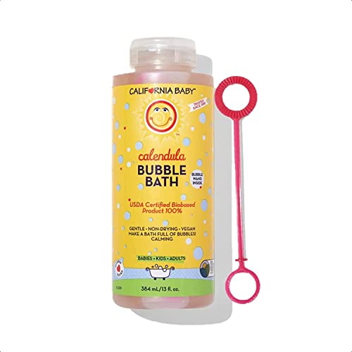 California Baby Calendula Bubble Bath | 100% Plant-Based Kids Bubble Bath | Soothing Lavender Baby Bubble Bath | Free Bubble Wand | 384 mL  13oz