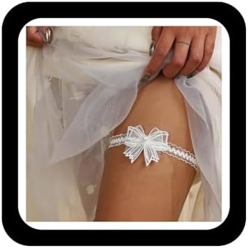 Wedding Garters for Bride White Lace Bow Garter Belt Pearl Butterfly Lace Thigh Leg Ring Handmade Stretch Toss Garter