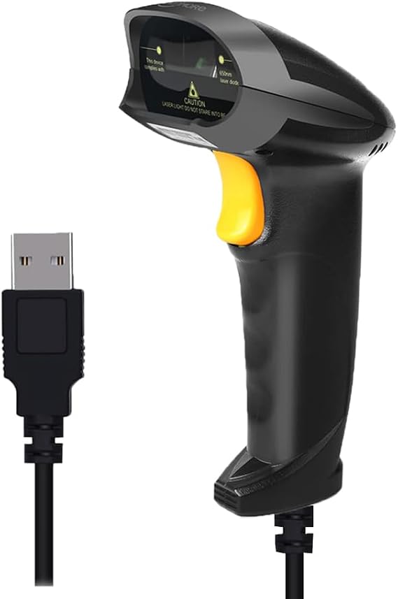 Handheld USB Barcode Scanner Wired 1D Bar Code Reader with USB Cable for Supermarket, Convenience Store, Warehouse USB 1D