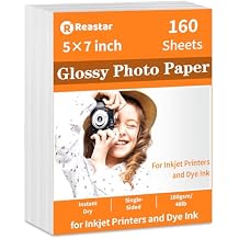Reastar 5x7 Glossy Photo Paper, 160 Sheets Picture Paper for Inkjet Printer, 180gsm/48lb