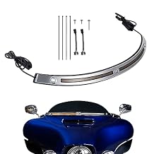 Street Glide Windscreen Ra-diant Trim Led Light Fit for 2014+ Harley Touring (Chrome Windshield Trim, Smoke Lens, Running Light/Turn Signal)