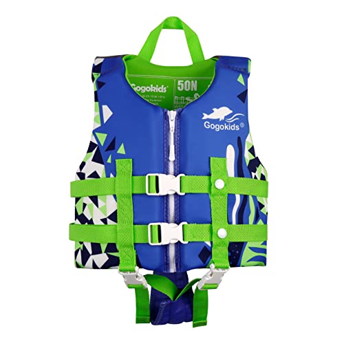Gogokids Kids Swim Vest, Toddler Floaties for Boys Girls 20-70 Pounds Float Jacket with Adjustable Safety Strap, Buoyancy Pool Floation Trainer Vest Learn to Swim for Children 1-9 Years