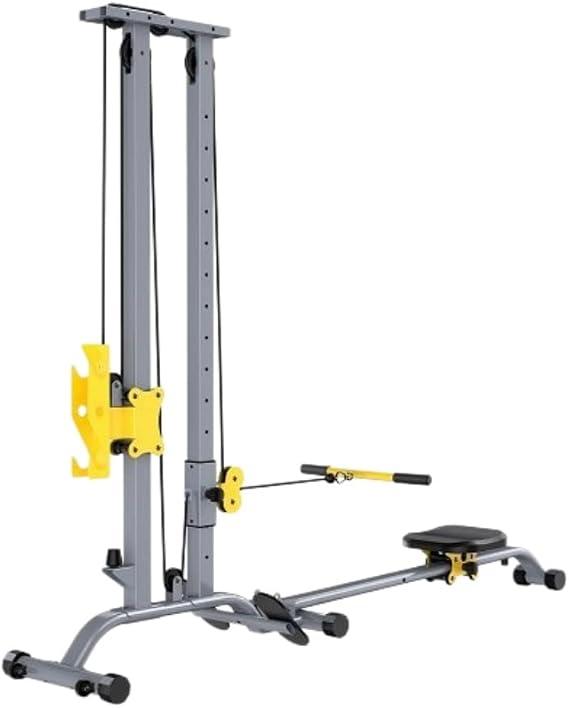 Multifunctional Training Machine - Lat Pull Down, Pull Up Machine, Cable Machine for Home Gym, Integrated Barbell Rack & Bench Press Table, Half Rack Design, Chinning Stand Included