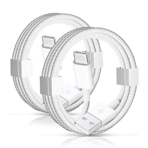 2 Pack USB A to USB C Woven Cable 60W for iPhone 16E 16 15 Pro Max Car Charger, iPhone 15 Carplay Cable Car Adapter iPad USB C Cord 10th, Air 5th 4th Mini 6th i 15 Pro Plus Charger Charging Cord