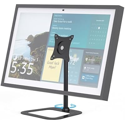 Almoz Swivel and Tilt Stand Compatible with Echo Show 15 All Generation, Raise Up to 10" from Desk, Metal Show 15 Mount Rotate 360, with Stable Big Base, Easy to Assemble, Black