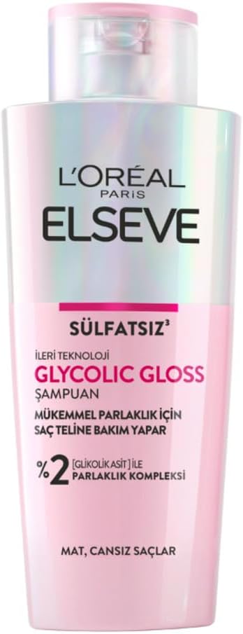 L'Oreal Paris Elseve Glycolic Gloss Mükemmel Parlaklık için Bakım Yapan Şampuan 200 ml