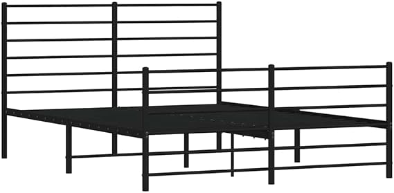 vidaXL Metal Bed Frame without Mattress with Footboard Black 150x200cm