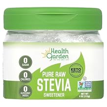 Health Garden Pure Raw Stevia Sweetener, 4 oz Jar, 100% Natural, No Additives, Keto Friendly, Zero Calorie Sugar Substitute, Sugar Alternative, Gluten-Free, Vegan, Kosher, 300X Sweeter Than Sugar
