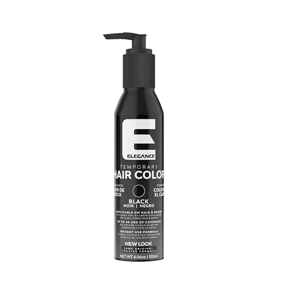 Elegance Semi-Permanent Hair Color, 4.05 Oz, 120ml, Temporary Hair Color for Beard and Hair, Peroxide and Amonia Free, Up to 48hrs of Coverage (Black)