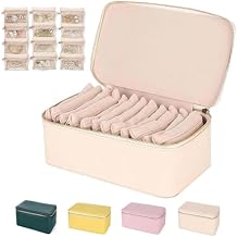 Travel Jewelry Box with Small Pouches, Familiarn Small Travel Jewelry Earring Case Organizer, with 12-Piece Set in Separate Bags for Earring, Necklace, Rings, Gift for Women & Girls (Beige)