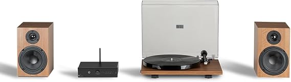 Pro-Ject Stereo Set E1, Analogue HiFi System, All-In-One Hi-Fi Set including E1 Turntable, Stereo Box E Integrated Amplifier, and Speaker Box 5E Speakers (Walnut)