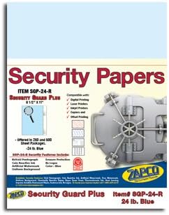 SGP-24-R Blue Security Paper, 500 shts