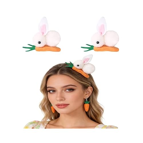 Soochat Bunny Hair Clips Carrot Hairpin Easter Rabbit Hair Clips for Easter Halloween Party Fancy Dress Cosplay Costume Headwear 2 Pieces