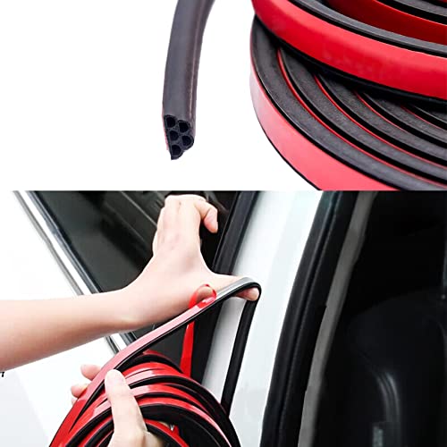 16.5 Ft Car Door Seal Strip, Universal Self Adhesive Automotive Weather Stripping, Double Layer 5-Hole Car Door Soundproofing Strip, Rubber Seal Strip for Cars Truck Rv Pickup