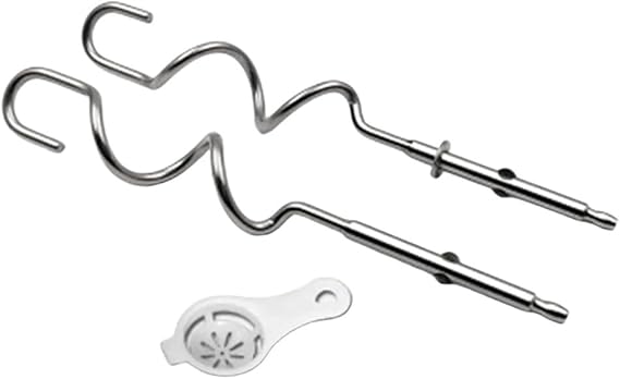 Eawfgtuw Stainless Steel Mixing Paddle and Dough Hook for Kenwood Handheld Mixers, For Mixer Attachment Set to Replace Worn Parts, 2 Pieces Silver(E*2)