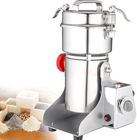 Commercial Electric Grain Mill - Stainless Steel Flour Grinder for Nut, Wheat, Corn - High-Efficiency Pulverizer Grinding Machine for Home & Professional Use