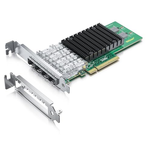 10Gtek 10Gb PCI-E NIC Network Card, Quad SFP Port, with Original Intel XL710-BM1 Controllers, PCI Express Ethernet LAN Adapter Support Windows ServerLinuxVMware ESXi, Compare to Intel X710-DA4