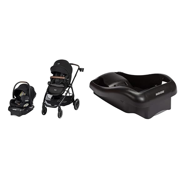 Maxi-Cosi ZeliaTM2 Luxe 5-in-1 Modular Travel System, New Hope Black & Mico 30 Stand-Alone Additional Infant Car Seat Base, Black, One Size
