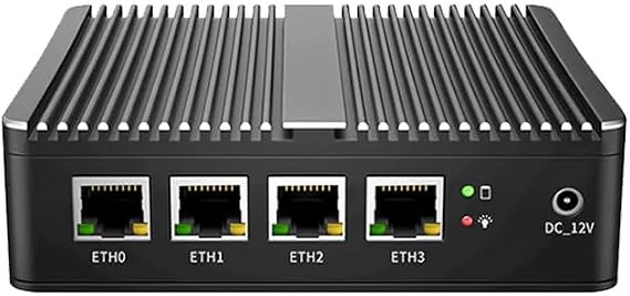 Micro Firewall Appliance, 4 Inter i226-V 2.5Gbe LAN Ports, Fanless Mini PC Celeron J5005 Quad Core, Support AES-NI Barebone Router PC VPN HDMI DP (NO RAM NO SSD)