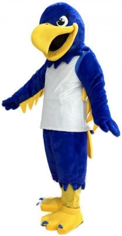 Blue Falcon Mascot Costume School Mascot Costume for Spirit Week & Events | Spirit Week, School Events, Big Head, Plush, Breathable, Durable, Cosplay, Breathable, Comfortable,
