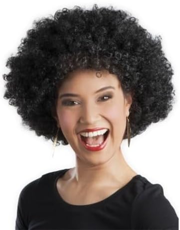 Siyah Renk Kıvırcık Afro Bonus Parti Peruğu