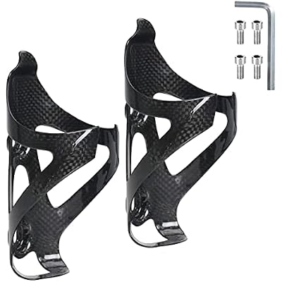 KABON Bike Water Bottle Holder, Lightweight 3K Carbon Fiber Bicycle Drink Water Bottle Cages for Road Mountain Bike Cycling Accessories - Pack of 2