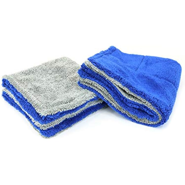 Autofiber Amphibian Jr. Dual Side Detailing Microfiber Towel - One Side Twist, One Side Plush - 16 inch x 16 inch BlueGray