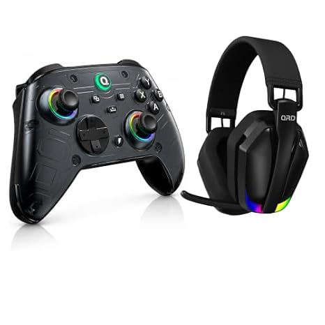 QRD Bundle:QRD FERROX M5 Wireless Controller A55 Wireless Gaming Headset for PS5, PS4 Xbox-Black