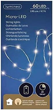 Lumineo 10 Ft Warm White Micro LED String Light Set on Silver Wire